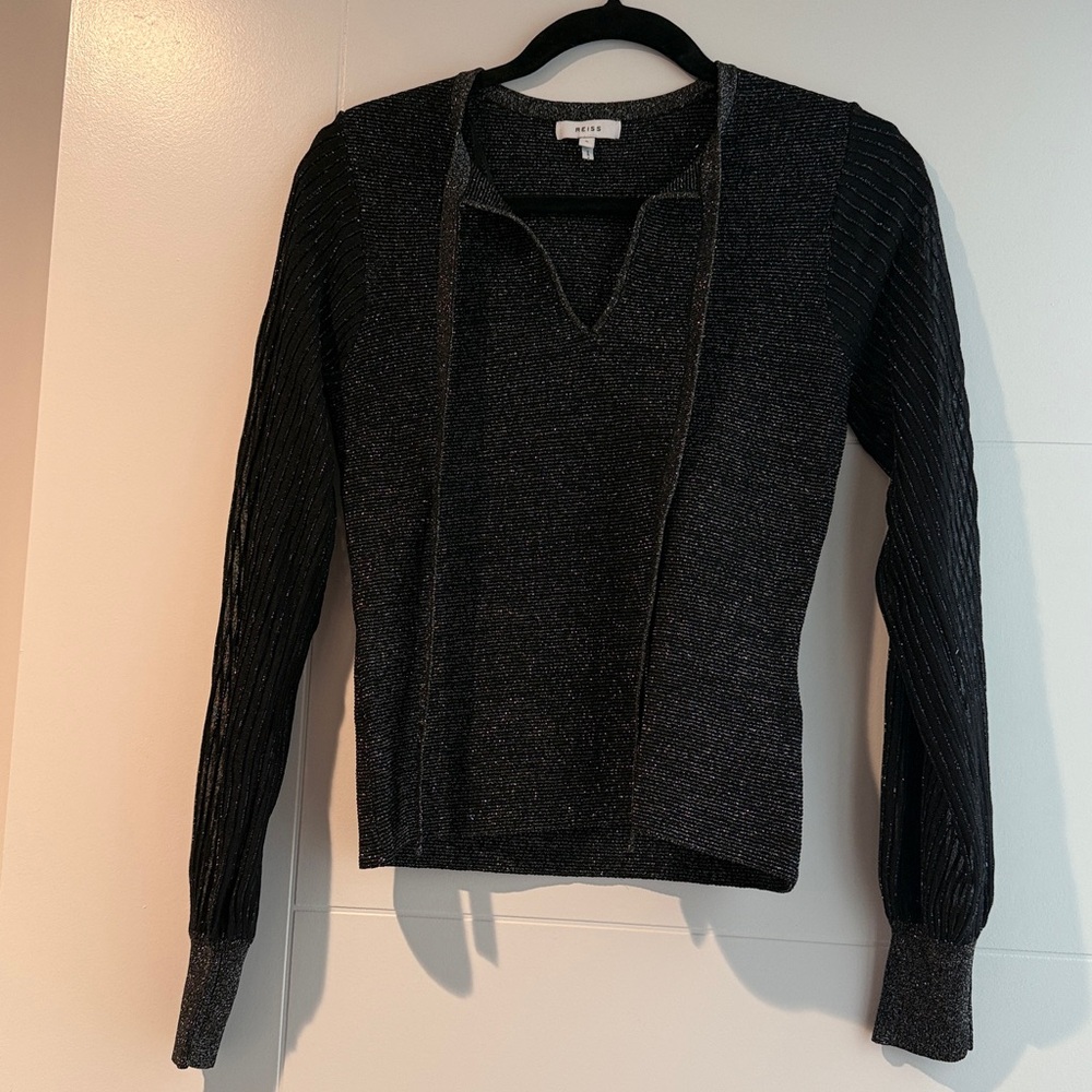 Reiss Shimmer Knit V-Neck Sweater